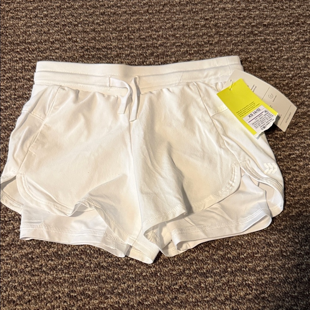 Girls White Athletic Shorts